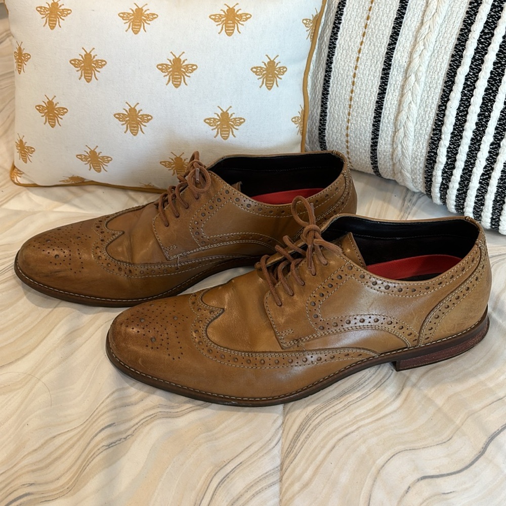 Rockport tan leather lace up Wynstin wingtip shoes men's size 11
